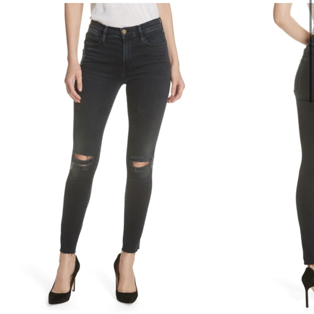 Distressed Frame Denim Skinny Jeans